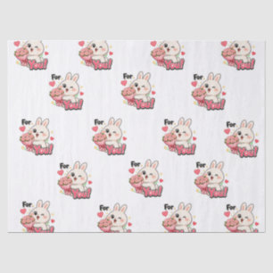 Papier Mousseline Joli Lapin Pour Vous Fleurs Roses Cœurs Emballage