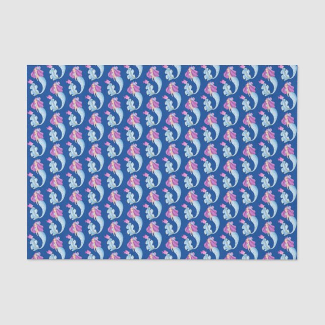 Papier Mousseline joli motif carrelé de sirènes de plage (Recto)