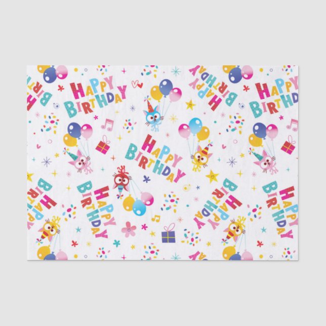 Papier Mousseline Joli Motif d'anniversaire (Recto)