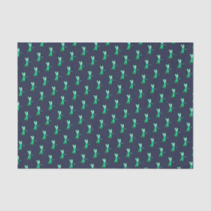 Papier Mousseline Joli Motif de luciole vert sur bleu