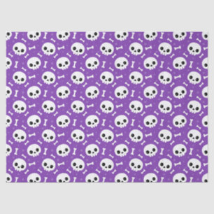 Papier Mousseline Joli motif d'Halloween crâne et os violet