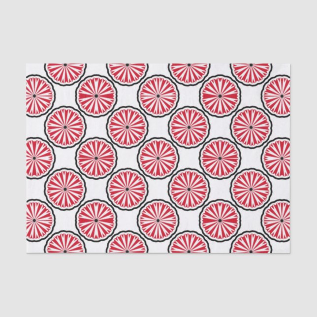 Papier Mousseline Joli Motif géométrique rouge & blanc élégant (Recto)