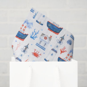 Papier Mousseline joli motif mélange de phare de plage carrelé