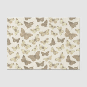 Papier Mousseline Joli motif papillon beige pour fille