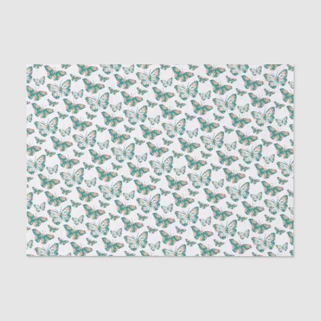Papier Mousseline Joli Motif papillon floral (Recto)
