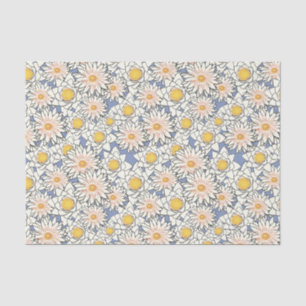 Papier Mousseline Joli motif rétro classique f Fleurs jaunes