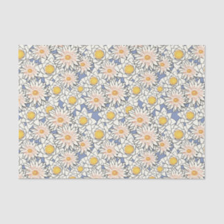 Papier Mousseline Joli motif rétro classique f Fleurs jaunes