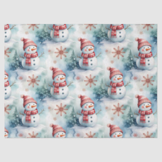 Papier Mousseline Joli Noël bonhomme de neige