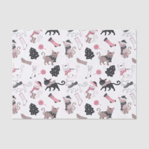 Papier Mousseline Joli Noël Kitty Chat Motif