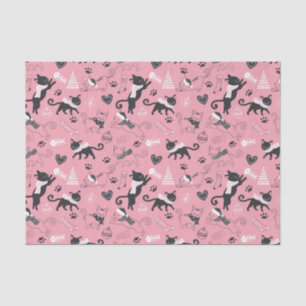 Papier Mousseline Joli Noël Kitty Chat Motif