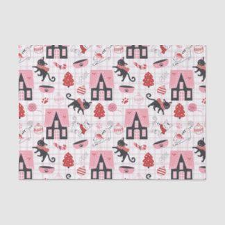 Papier Mousseline Joli Noël Kitty Chat Motif