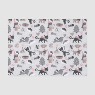 Papier Mousseline Joli Noël Kitty Chat Motif