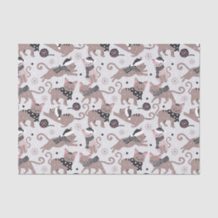 Papier Mousseline Joli Noël Kitty Chat Motif