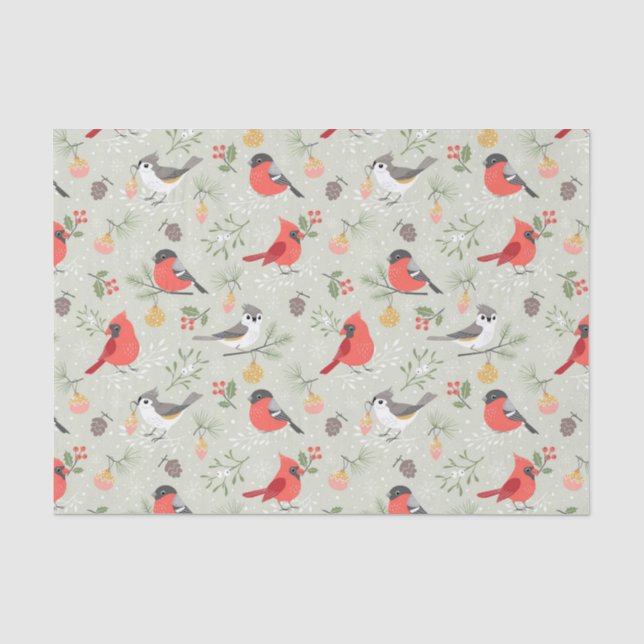 Papier Mousseline Joli Noël Oiseau Motif Design de vacances (Recto)