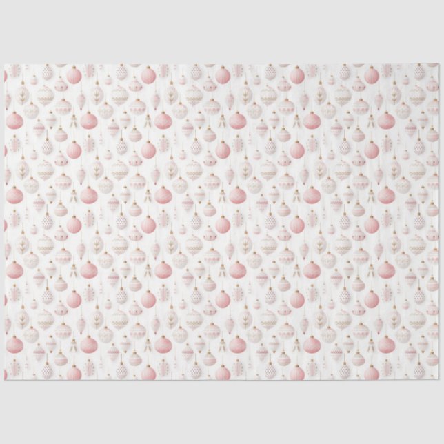 Papier Mousseline Joli Noël rose et blanc (Recto)