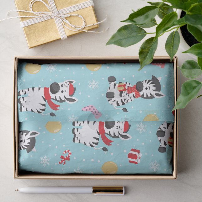 Papier Mousseline Joli Noël Zèbre Chic Moderne (Cadeau)