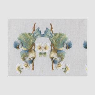 Papier Mousseline joli oiseau à broderie turquoise à la menthe