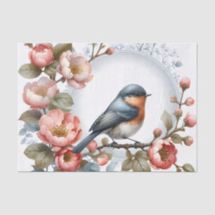 Papier Mousseline Joli oiseau amoureux fleurs découpage