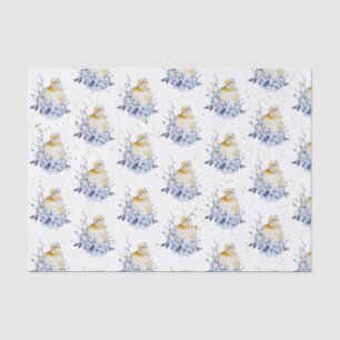 Papier Mousseline Joli oiseau et fleurs