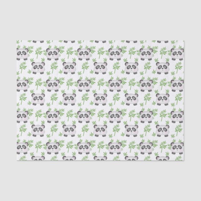 Papier Mousseline joli panda ours carrelé (Recto)