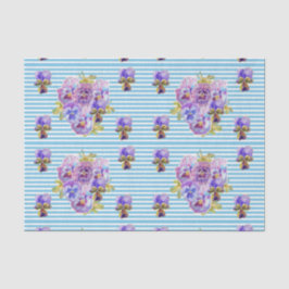 Papier Mousseline Joli Pansy Fleur Floral Pastel Blue Motif
