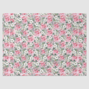 Papier Mousseline Joli Pastel Blush Roses Rose et Eucalyptus