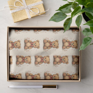Papier Mousseline Joli petit ours brun adorable avec cravate
