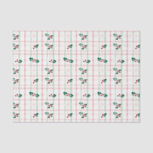 Papier Mousseline Joli Pink Green Retro Noël (Recto)