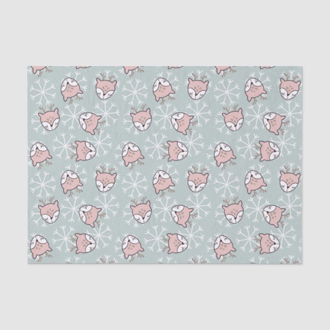 Papier Mousseline Joli Pink Reindeen Snowflake Enfants Vacances (Recto)