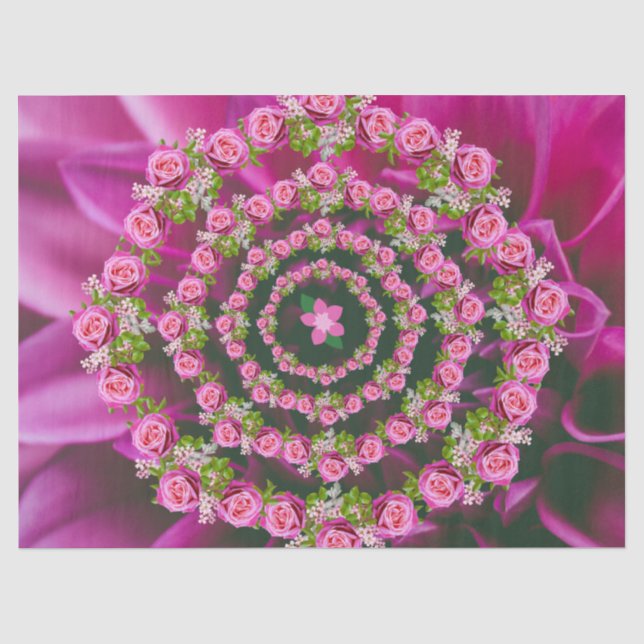 Papier Mousseline Joli rose violet vert Jardin Fleurs Noël (Recto)