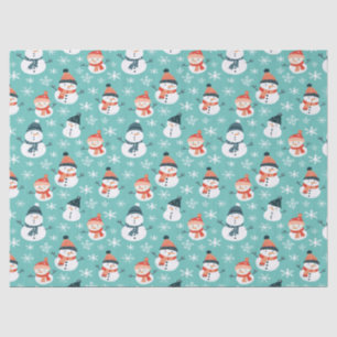 Papier Mousseline Joli Snowman Snowflake Motif sans couture Noël