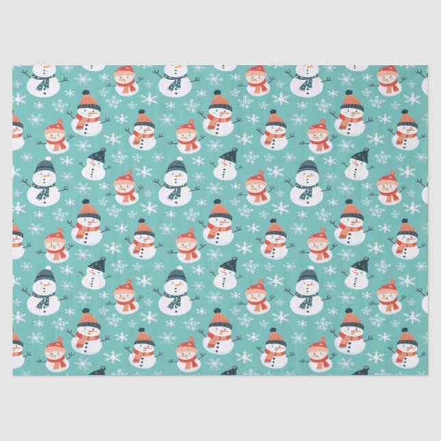 Papier Mousseline Joli Snowman Snowflake Motif sans couture Noël (Recto)