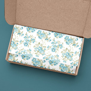 Papier Mousseline Joli vert olive aqua turquoise floral aquarelle