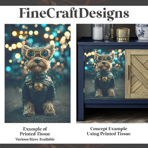 Papier Mousseline Joli Yorkshire Terrier habillé F8 Découpage