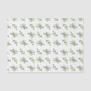Papier Mousseline Jolie aquarelle Branches vertes Motif