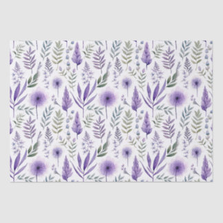 Papier Mousseline Jolie aquarelle Floral Lavande Purple Botanique