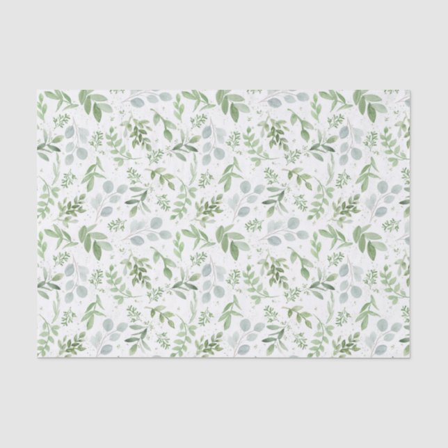Papier Mousseline Jolie aquarelle Verdure Eucalyptus Motif (Recto)