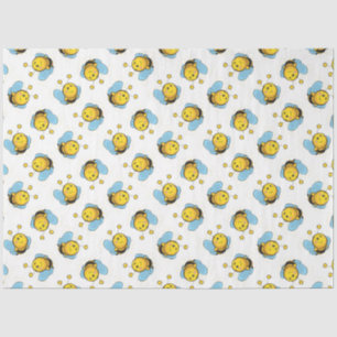 Papier Mousseline Jolie bumble motif blanc