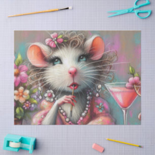 Papier Mousseline Jolie dame de Rat ayant une découpage Martini