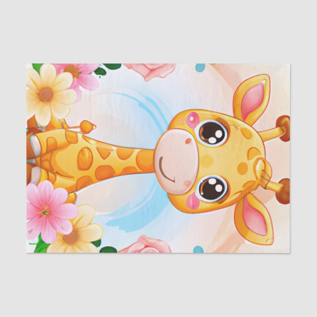 Papier Mousseline Jolie Decoupage enfants girafes amoureux (Recto)