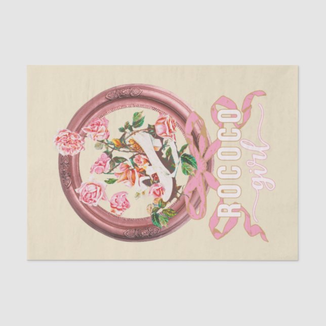 Papier Mousseline Jolie Fille Rose Classique Rococo Chaussure Arc-en (Recto)