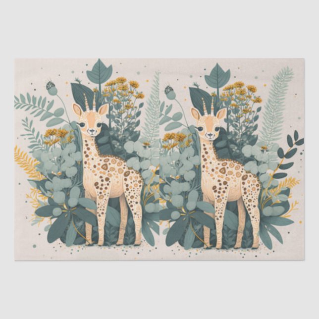 Papier Mousseline Jolie girafe fleurie (Recto)