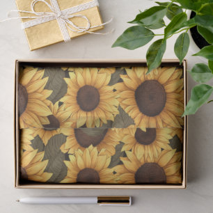 Papier Mousseline Jolie illustration de tournesol sur toute l'impres
