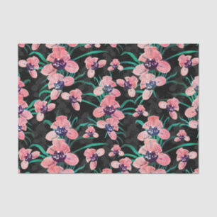 Papier Mousseline Jolie orchidée rose Fleur Peinture noire