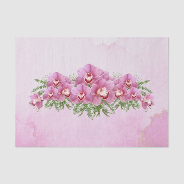 Papier Mousseline Jolie Orchidées rose Floral (Recto)