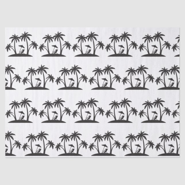 Papier Mousseline Jolie plage de sable blanc de palmier noir (Recto)