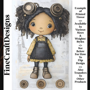 Papier Mousseline Jolie poupée steampunk afro-américaine AM2 découpa