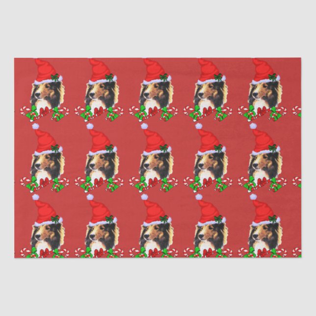 Papier Mousseline Jolie Sheltie Père Noël Noël (Recto)