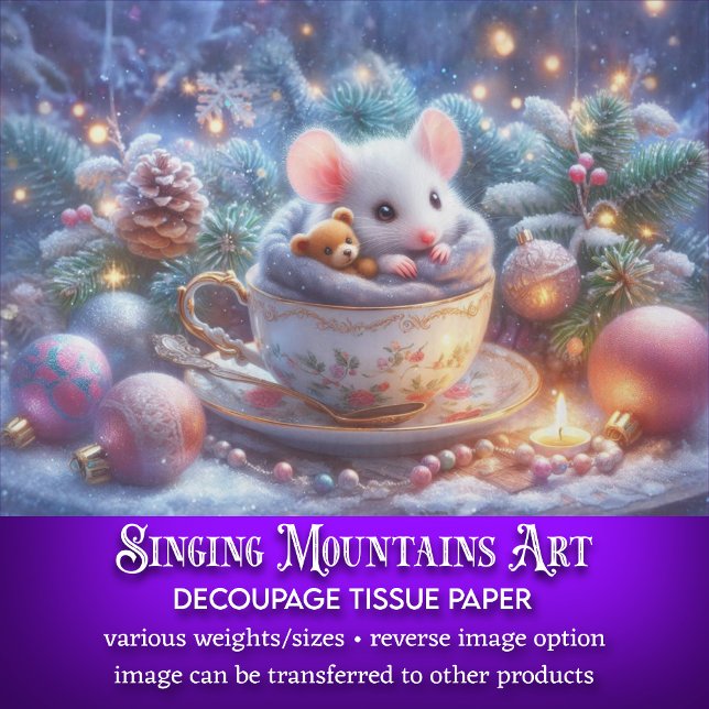 Papier Mousseline Jolie Tea-up Souris & Teddy Bear Découpage (Créateur téléchargé)