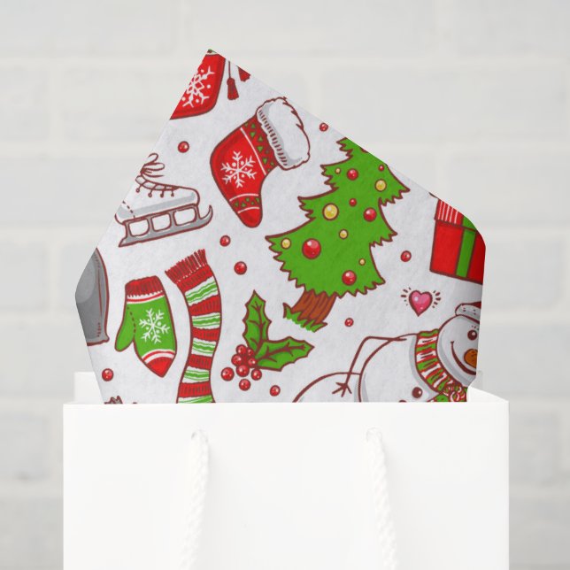 Papier Mousseline Jolie Whimsical Snowman Noël Fêtes Moderne (Sac cadeau)